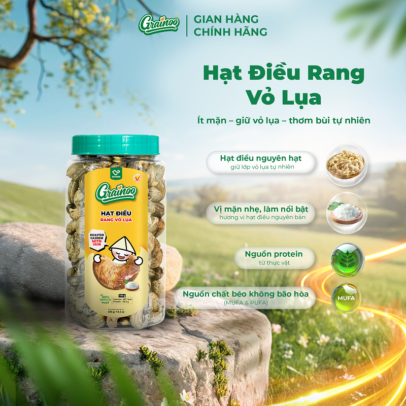 Hạt điều rang vỏ lụa 400g